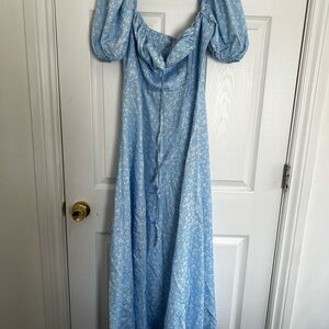 Elegant Blue Floral milk maiden style Dress